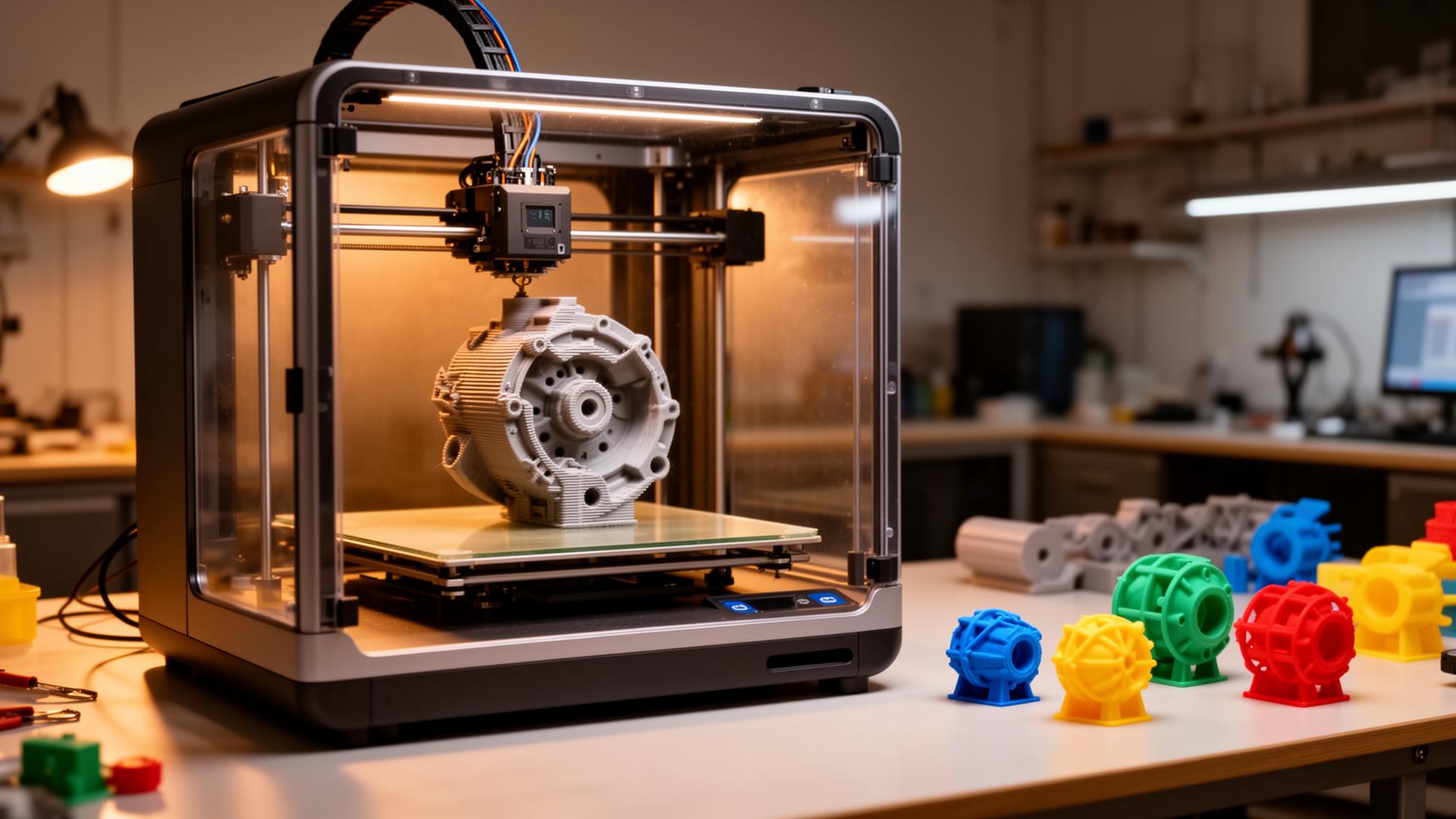 FDM 3D printer producing a functional prototype